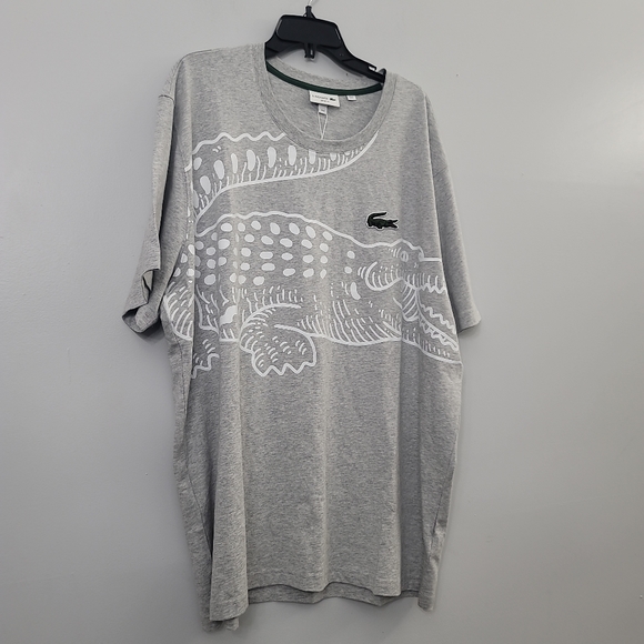 LACOSTE Men’s Crew Neck Loose Fit Crocodile Print T-Shirt - Picture 4 of 11